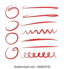 red doodle underlines and circle highlighters