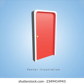 red door in 3d vector illustration