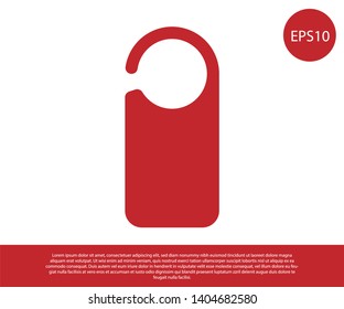 Red Door hanger tags for room in hotel or resort icon isolated on white background. Please do not disturb sign. Vector Illustration