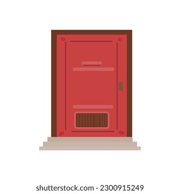 red door isolated on white flat vector