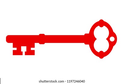 Red Door Key Icon Vector Illustration Isolated On White Background