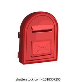 Red door mailbox. Receiving, minimal, message. Can be used for topics like communication, correspondence, service