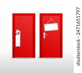 red doors with sign set vector design