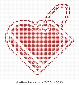 red dot art of a heart shaped like a thumb up icon made of small dots on a white background