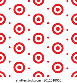Red dot circle seamless pattern on white background