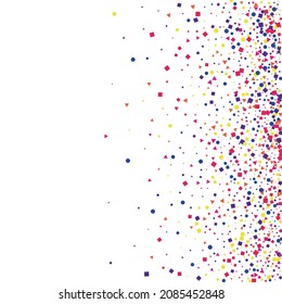 Red Dot Element Illustration. Surprise Circle Background. Yellow Wedding Geometric Isolated. Blue Glitter Confetti.