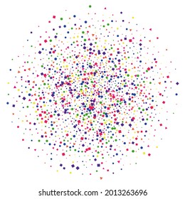 Red Dot Fall Illustration. Blast Circle Background. Blue Serpentine Confetti Isolated. Pink Explosion Geometric.