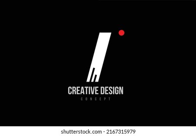 icono del logotipo de la letra del alfabeto de la línea de punto rojo I. Mapa creativo de fondo negro para una empresa o negocio