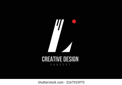 red dot line L alphabet letter logo icon. Black blackground creative template for a company or business