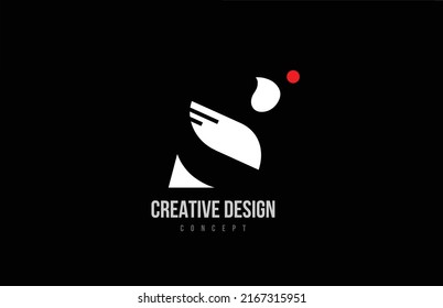 red dot line S alphabet letter logo icon. Black blackground creative template for a company or business