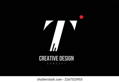 icono del logotipo de la letra del alfabeto T de la línea de punto rojo. Mapa creativo de fondo negro para una empresa o negocio