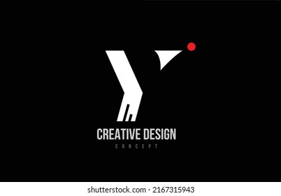icono del logotipo de la letra roja de la línea de punto Y. Mapa creativo de fondo negro para una empresa o negocio