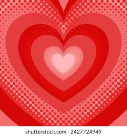 Red with Dot Pattern Heart-shaped Tunnel Background
