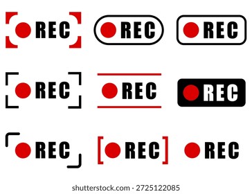 Icono de signo de grabación de punto rojo. Video Símbolo REC enmarcado que muestra la grabación activa. Indicador de medios, transmisión, filmación y transmisión. Ilustración vectorial