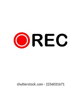 Red dot recording sign, rec. Recording sign button icon vector illustration