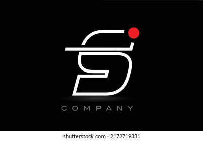 red dot S alphabet letter logo icon design on black background. Creative template for company and business