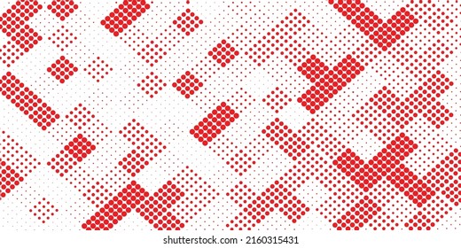 Cuadrado de puntos rojos y fondo abstracto blanco