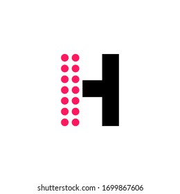 Red Dots Geometric Vector Logo Letter H. H Letter Design Vector