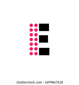 Red Dots Geometric Vector Logo Letter E. E Letter Design Vector