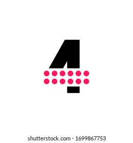 Red Dots Geometric Vector Logo Number 4. 4 Number Design Vector