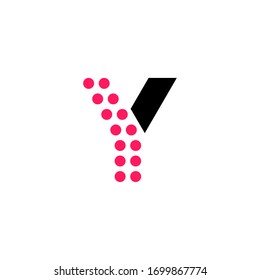 Red Dots Geometric Vector Logo Letter Y. Y Letter Design Vector