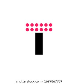 Red Dots Geometric Vector Logo Letter T. T Letter Design Vector