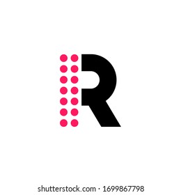 Red Dots Geometric Vector Logo Letter R. R Letter Design Vector