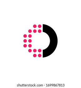 Red Dots Geometric Vector Logo Letter O. O Letter Design Vector