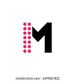 Red Dots Geometric Vector Logo Letter M. M Letter Design Vector