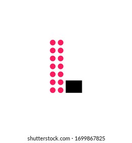 Red Dots Geometric Vector Logo Letter L. L Letter Design Vector