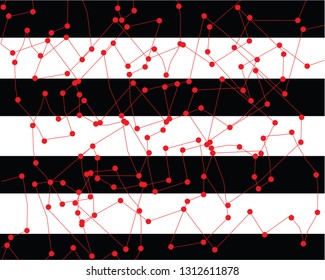 Red dots are lines on white and black background.