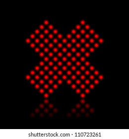 Red dots neon light stopping light red stopping cross prohibition concept illustration