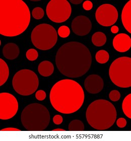 Red dots on a black background pattern. Abstract geometric modern background. Vector illustration. Art deco style. Circle seamless pattern