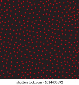 red dots on a black background.Modern stylish texture. Freehand drawing vector seamless pattern. 