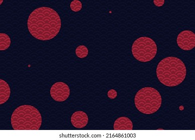 red dots on oriental wave and black background can be use for notebook cover product package design food and beverage label advertisement poster website banner vector eps.