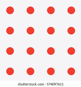 Red dots pattern, white background.
