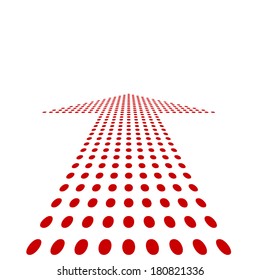 Red dotted arrow. Go front concept