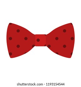 Red dotted bow tie icon. Flat illustration of red dotted bow tie vector icon for web design