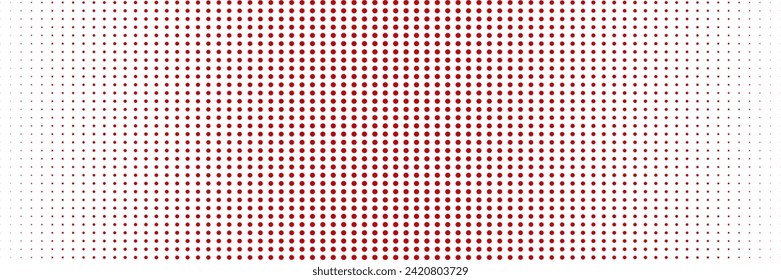 Red dotted halftone background with white base.