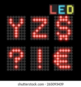 red dotted LED display letter. Vector illustration