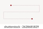 Red dotted line with two red dots on a white background. The line is dashed, connecting two points. Simple design with a red dotted line and dots. Graphic element vector.