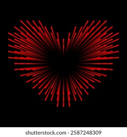 Red dotted pattern as Heart form. 3D effect Vector Background illustration