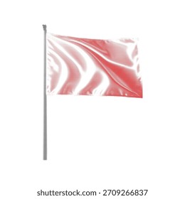 Bandeira de ondulação vermelha pontilhada em um polo, estilizado em efeito de meio-tom, isolado no fundo branco.