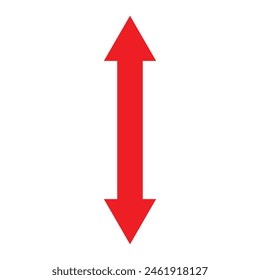 Red Double arrow icon. Thin line art image. 2 side arrow for illustration of width, length, height. Contour isolated vector image on white background. Vector illustration. Eps file 7.