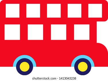 Red double bus geometric illustration isolated on background