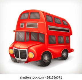 Red double deck bus, vector illustration