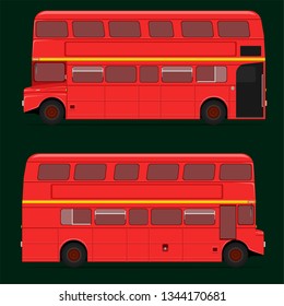 red double decker bus full roof top. london city.vector illustration eps10