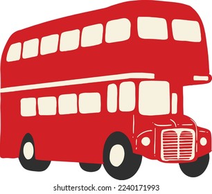 Red double decker bus illustration