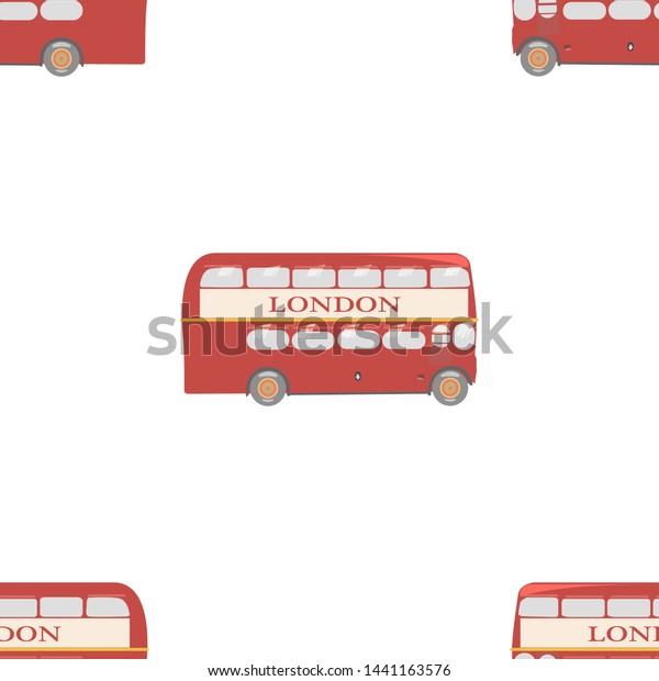 Red double\
decker bus seamless vector illustration. London tourism symbol\
travel bus endless vector\
wallpaper.