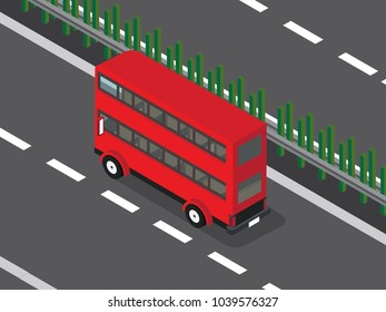 Red Double Decker in the highway